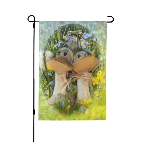 XMXY Easter Ducklings Grass Garden Flags Double Sided,Farmhouse Holiday Yard Outdoor Sign Decor Flag 12.5"x18"
