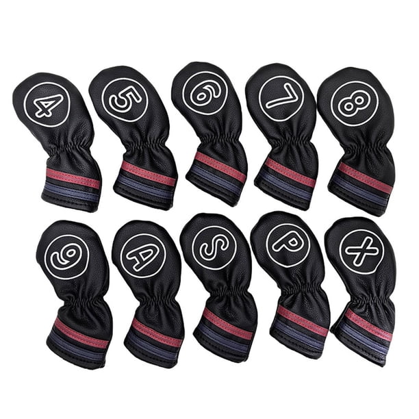 Paquete de 10 fundas para palos de golf, fundas impermeables para wedges de golf y fundas para hierros de golf. Negro