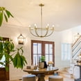 thumbnail image 4 of Sodrens 6 Lights 28.58'' Taper Candle Chandelier Wagon Wheel Hanging Light for Kitchen Dining Room,Gold, 4 of 15