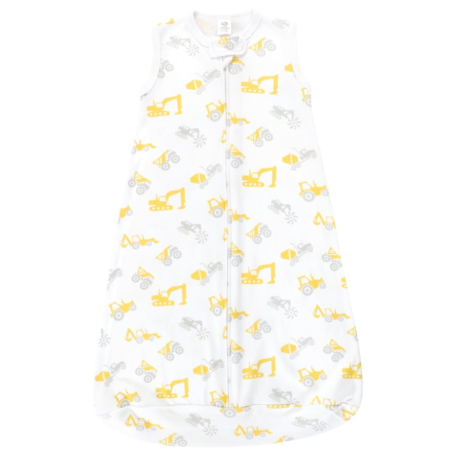 Hudson Baby Cotton Long-Sleeve Wearable Sleeping Bag, Sack, Blanket, Construction Vehicles Sleeveless, 12-18 Months