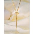 thumbnail image 3 of Collar Lariat Dorado Minimalista con Nudo y Diamante, 3 of 6