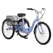 Schwinn Meridian Adult Tricycle, 26 Inch Bike for Women and Men, 7-Speed Adult Trike, Low Step-Through Frame, Springer Cruiser Seat, Upright Riding Position, Bike with Basket, Tricycle for Adults