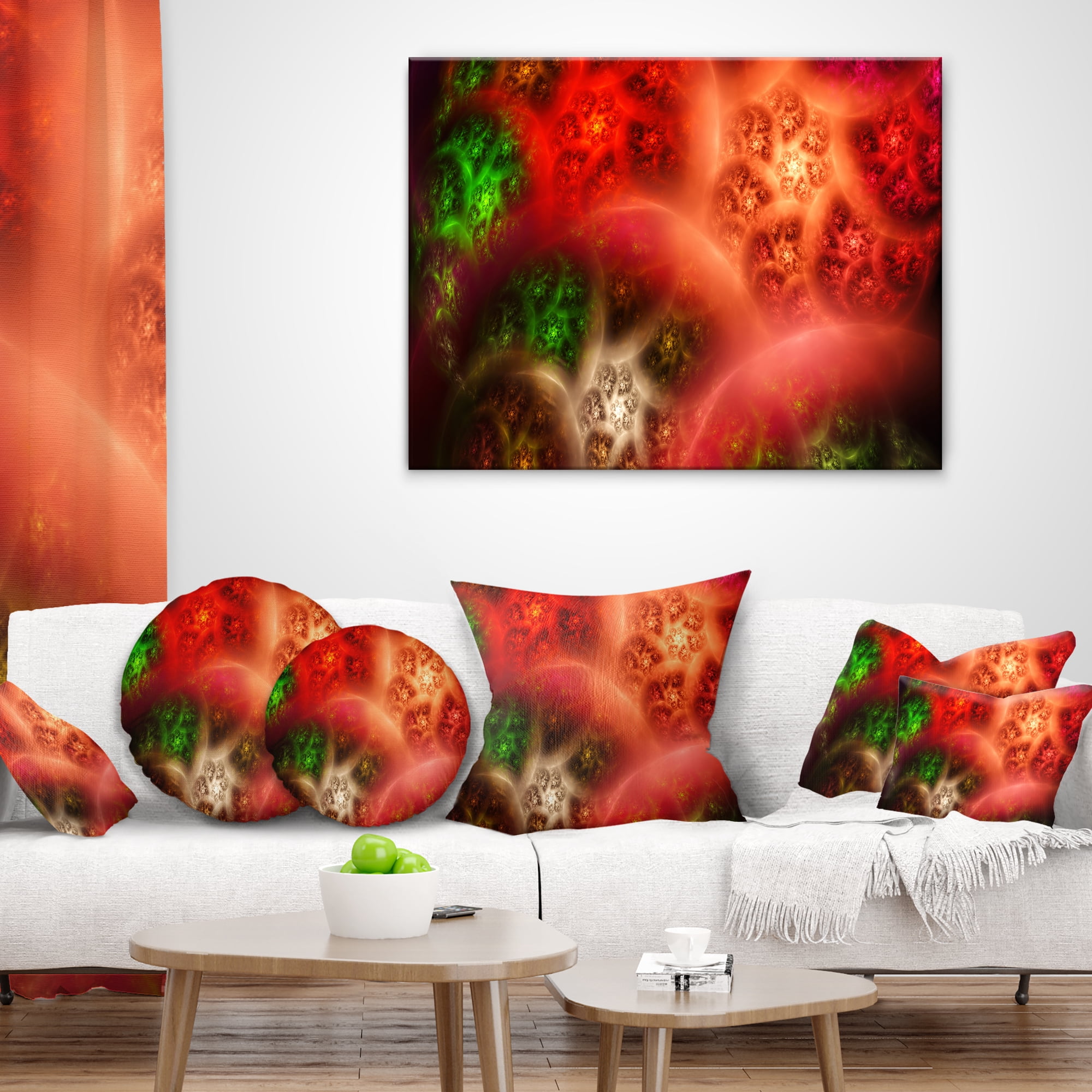 Designart Red Magic Stormy Sky - Abstract Throw Pillow - 18x18