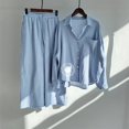 thumbnail image 2 of Holzkary Linen Sets for Women 2 Piece Retro Plus Size Linen Shirt Set Loose Pants 2 Piece Outfits Sets Button Down Long Sleeve Shirts and Long Pants Summer Casual Vacation Loungewear Blue L, 2 of 6