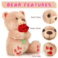 thumbnail image 3 of Peluche con forma de oso de peluche para el Día de San Valentín, 30 cm, con rosa, 3 of 6