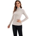 thumbnail image 3 of Hauts à Manches Longues pour Femmes Col Roulé Doux Extensible Ajusté Couche de Base, 3 of 7