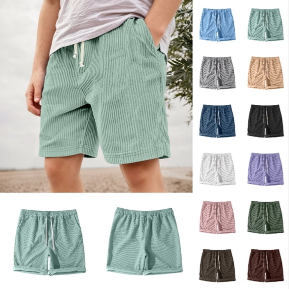 Krdevn Boys Solid Color Corduroy Shorts, Relax Fit Mid Thigh No Rear Pocket Daily Summer Bottoms,Light Green