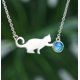 thumbnail image 2 of Collar Colgante con Opalo Azul Platino Gato Jugando, 2 of 8