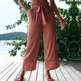 thumbnail image 7 of yillto Women's Wide Leg Pants Plus Size Stretch High Waist Drawstring Trousers Casual Loose Pants with Pocket, 7 of 7