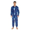 thumbnail image 2 of Moons and Stars Pattern Adult onesie Pajamas, Crystal Velvet Ultra Soft Warm Jumpsuit for Men and Women, 2 of 7