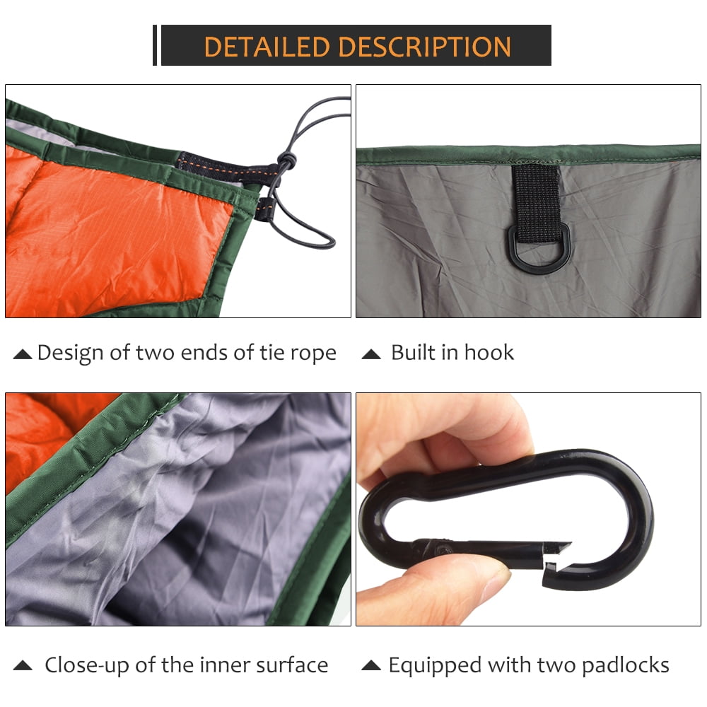IClover Full Length Hammock Underquilt Camping Hiking Under Quilt Winter Warm Blanket US Orange
