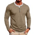 thumbnail image 2 of JTSRKL Mens Stylish Fake Two Piece Tops Crew Neck Button Placket Business Casual Long Sleeve Pullover Breathable Soft Textured Shirts, 2 of 8