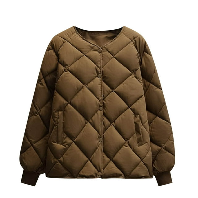Birdeem Veste en Coton Épais à Col Montant pour Femmes avec Boutonnage Simple, Chaude et Moelleuse