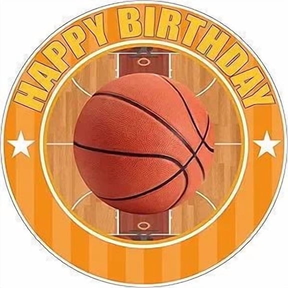 Basketball Happy Birthday Edible Icing Image Cake topper, by Tnct.