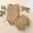 thumbnail image 4 of Mercatoo Girl Baby Clothes I𝐧fant Shorts Romper Girl Bodysuit+Ruffles Solid Outfits Baby Sleeveless Baby Girl Clothes Cotton, 4 of 4
