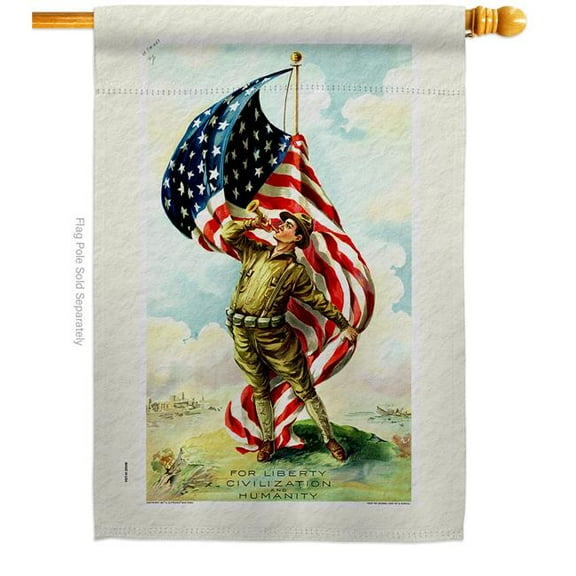 US Brotherhood H183054-BO 28 x 40 in. Liberty Civilization Humanity House Flag with Armed Forces Service Double-Sided Decorative Vertical Flags Decoration Banner Garden Yard Gift