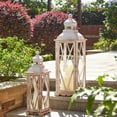 thumbnail image 5 of Glitzhome  Farmhouse Wooden Metal Lanterns Set of Two White, 5 of 5