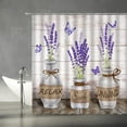 thumbnail image 2 of Farmhouse Shower Curtains Purple Lavender Rustic Flower Butterfly Fabric Bathroom Curtains Decor Set with Hook(70" WX70 H), 2 of 3