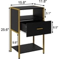 thumbnail image 2 of Black and Gold Nightstand, Modern Nightstand with Drawer, 2 of 8
