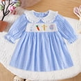 thumbnail image 2 of Xudanell Toddler Easter Dress Plaid Smocked Girl Party Dress Carrot Doll 12 Month Girl Long Sleeve Clothes, 2 of 7