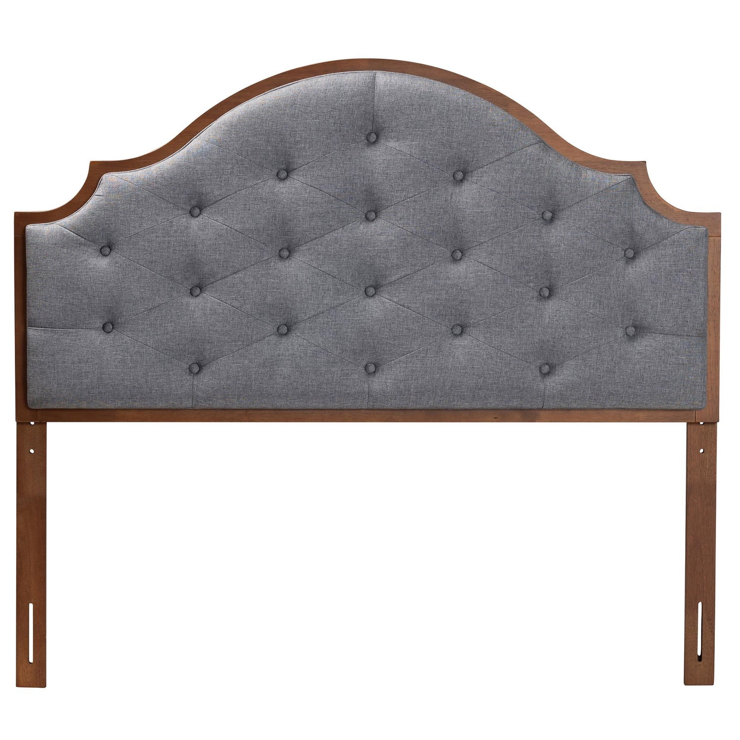 Baxton Studio Premala Gray Fabric and Walnut Brown Wood King Size Headboard