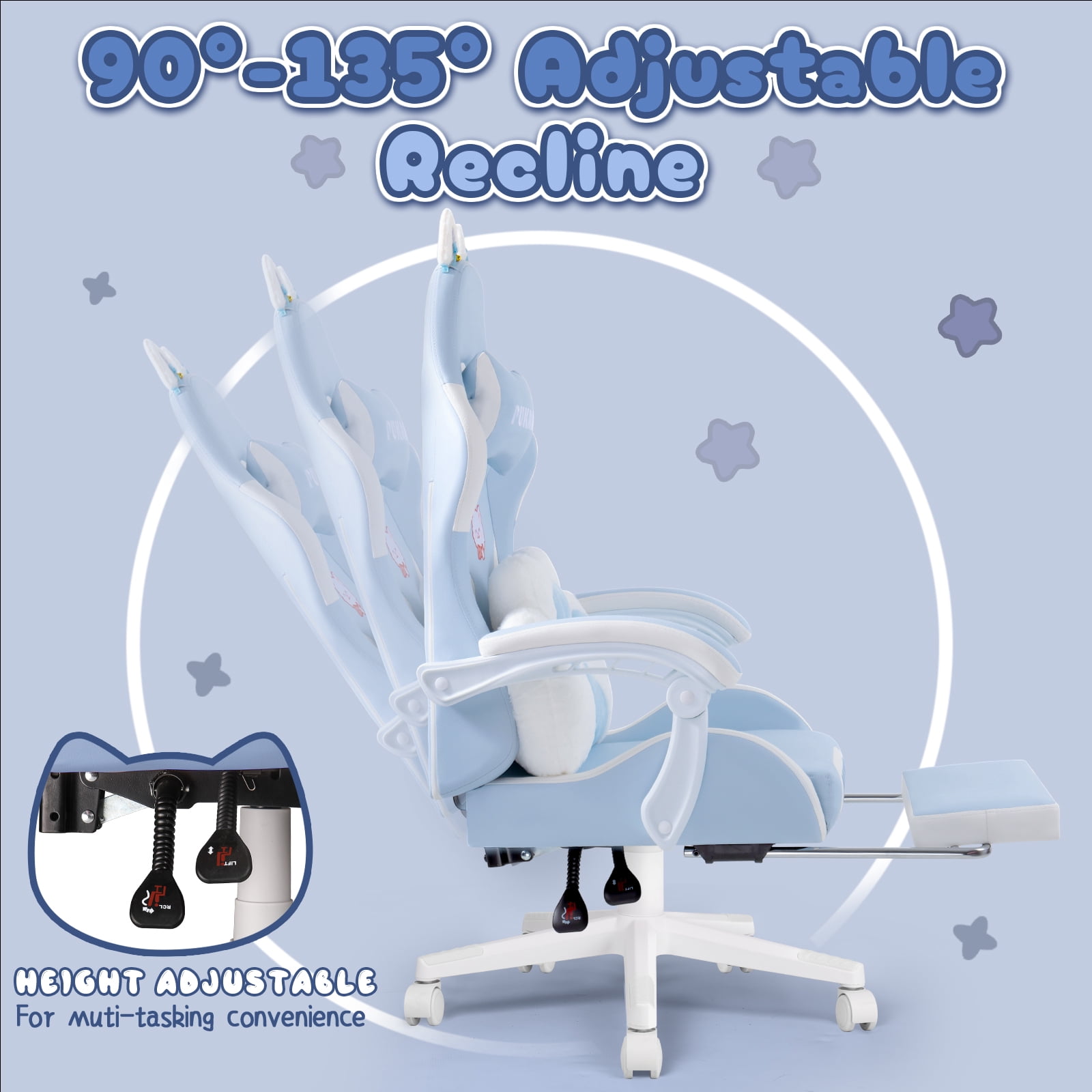 BOSSIN Gaming Chair,Ergonomic Computer Chair for adult with Cat Paw Lumbar Cushion and Cat Ears