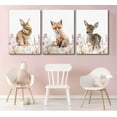 thumbnail image 2 of Hieng 3 Pcs Safari Animals Nursery Canvas Wall Art Girl Animal Floral Woodland Watercolor Prints Pictures Wall Decor Rabbit Fox Deer Watercolor Poster Printing Artwork for Girls Room Home Decoration, 2 of 6
