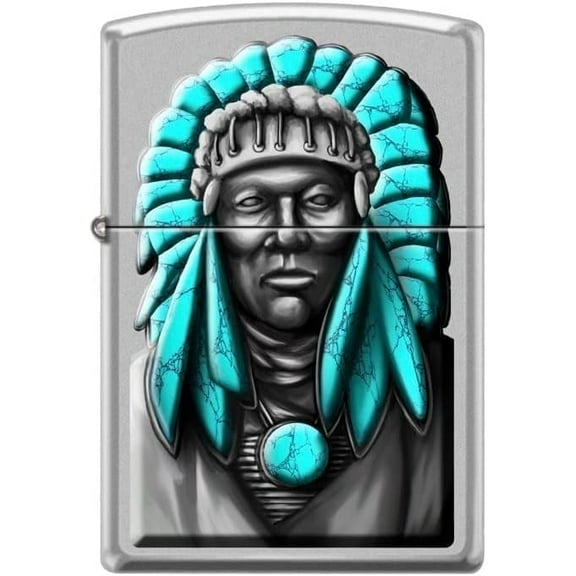 Zippo Satin Chrome Windproof Lighter with Tribal-Inspired Design – Z5409