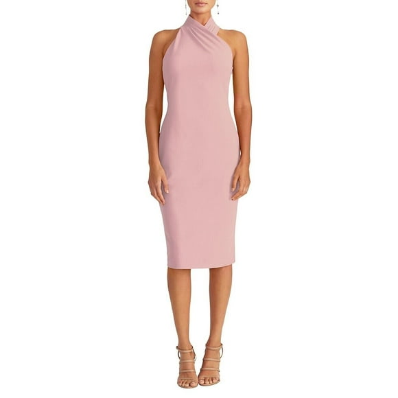 RACHEL ROY Assymetrical Halter Sheath Crepe Dress - MSRP $110 in pink