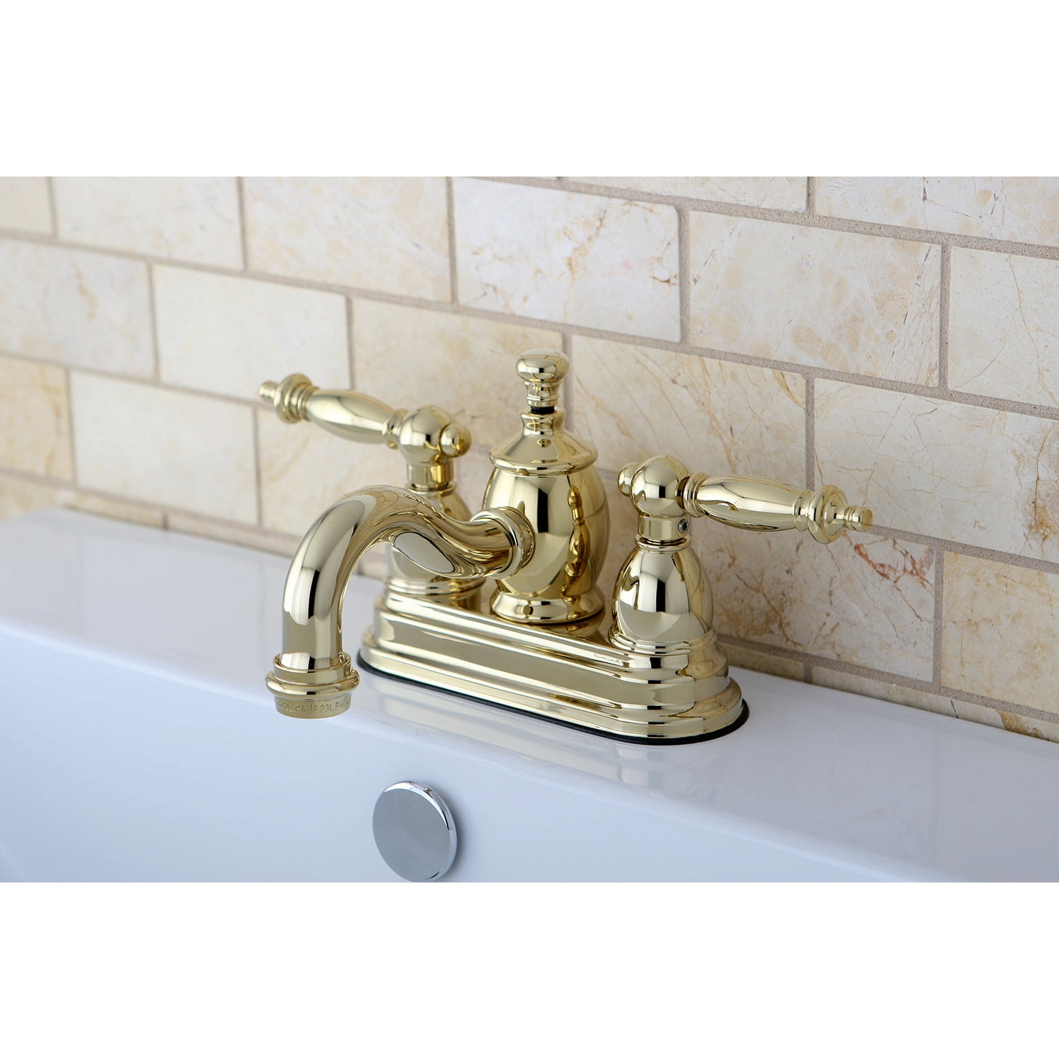 Kingston Brass KS7102TL 4 in. Centerset Bathroom Faucet, Polished Brass