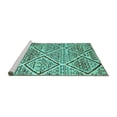 thumbnail image 2 of Ahgly Company Machine Washable Indoor Square Abstract Turquoise Blue Contemporary Area Rugs, 7' Square, 2 of 4