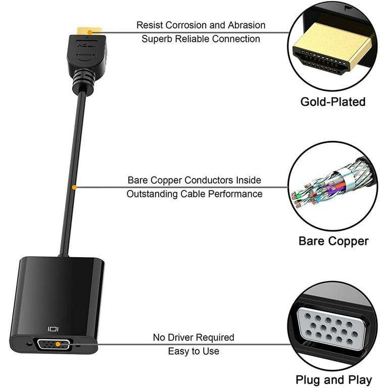 Adaptateur VGA M VERS HDMI femelle Supporte l audio via câble Jack  CONNECTLAND Réf : 0301060 AD-VGA+AUDIO-TO-HD