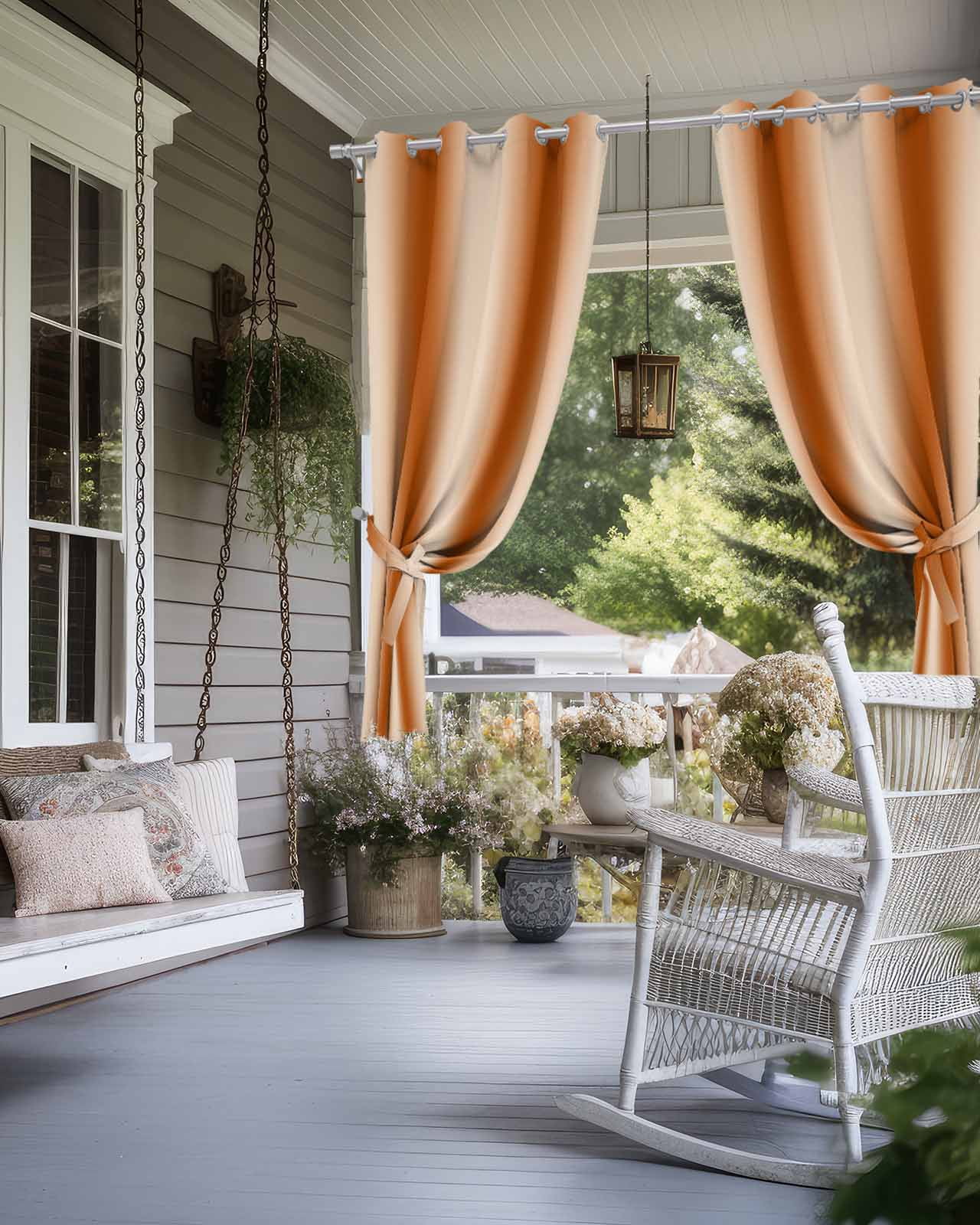 nqOlkjepod Outdoor Curtains for Patio Waterproof, Burnt Orange Ombre Outdoor Privacy Panels Grommet, Modern Abstract Art Blackout Outside Curtains for Porch/Cabana/Pergola/Gazebo 54"x95", 1 Panel