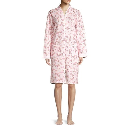 - Floral Quilted Zip-Front Robe