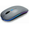 thumbnail image 1 of WREANU Wireless Bluetooth  Rechargeable Laptop Mice with LED Lights Silent Slim Use(BT5.2 and 2.4G Portable USB) Dual Mode Computer  for Laptop//Tablet//Computer/ (Black), 1 of 10