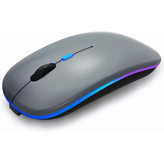 WREANU Wireless Bluetooth Rechargeable Laptop Mice with LED Lights Silent Slim Use(BT5.2 and 2.4G Portable USB) Dual Mode Computer for Laptop//Tablet//Computer/ (Black)
