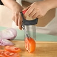 thumbnail image 3 of Summer Savings WJSXC Slicer, Stainless Steel Knife, Tomato Slicer, Kitchen Accessories, Vegetable and Fruit Chopper, Meat Lemon Potato Tomato Cutter C, 3 of 4