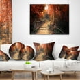 thumbnail image 4 of Designart Stairway Through Red Fall Forest - Landscape Photography Throw Pillow - 16x16, 4 of 5