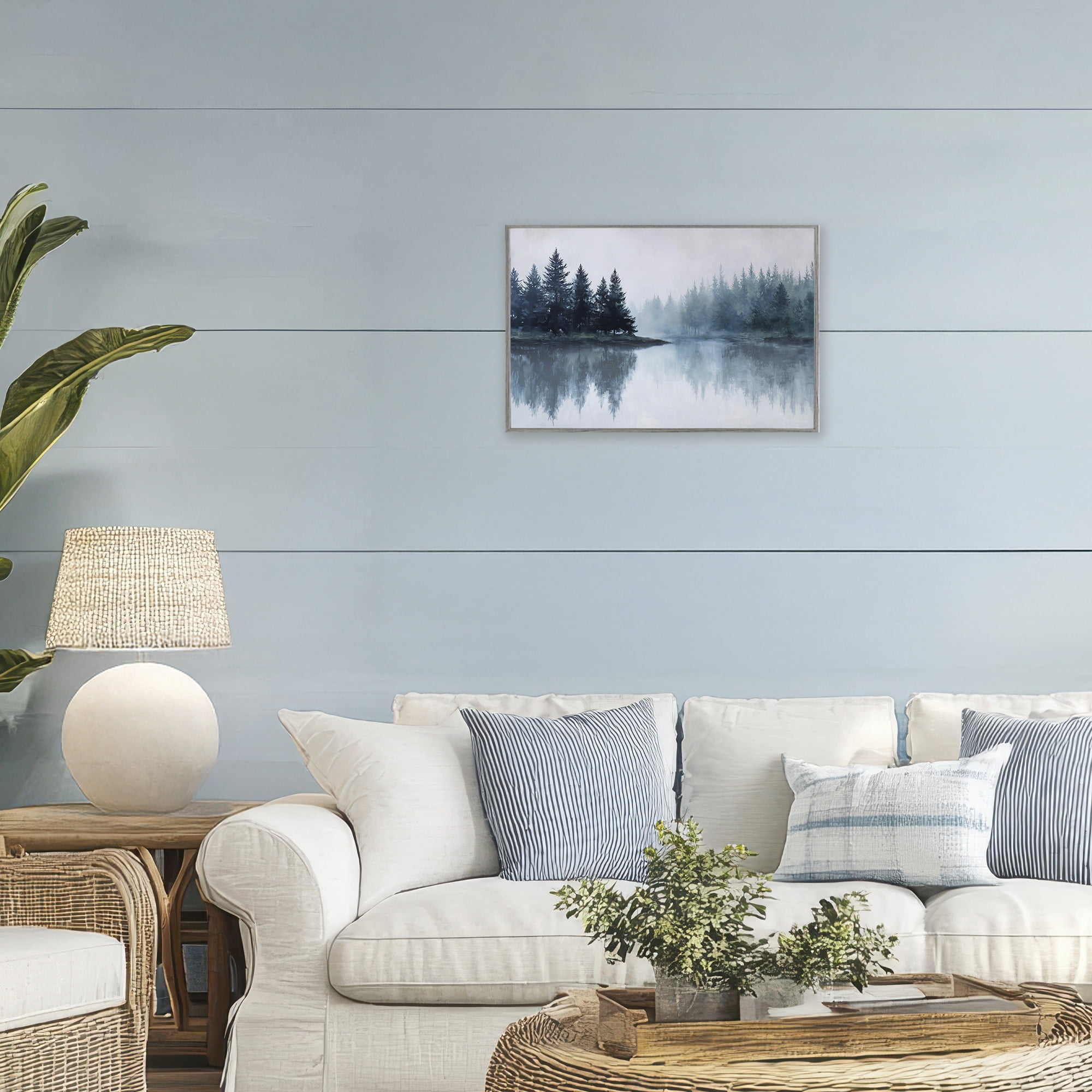 Stupell Industries Indigo Tree Reflections Gray Framed Giclee Art, design by Jacky Ngan