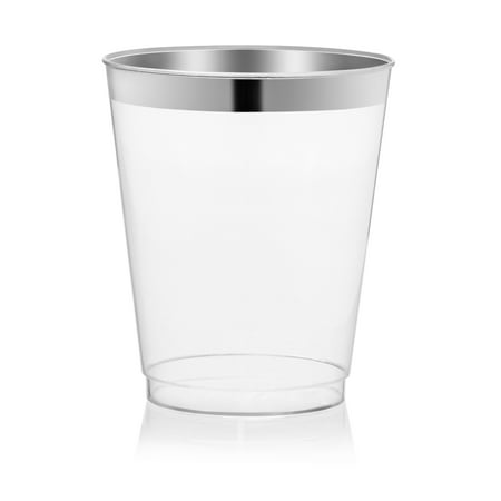 Host & Porter Silver Rim Plastic Cups, 10oz, 50ct.