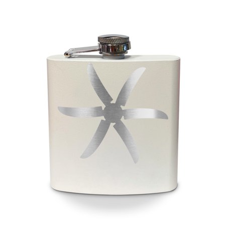 

C-130J Dowty Propeller Flask 6 oz - Laser Engraved - Stainless Steel - Drinkware - Bachelor Bachelorette Party - Bridal Shower Gifts - Camping - Pocket Hip - c130j c-130 c130 prop - White