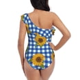 thumbnail image 5 of Sikiie Sunflowers Print Women One Piece Swimsuits Tummy Control One Shoulder Bathing Suits Ruffle Swimwear, From S to XXL-Small, 5 of 6