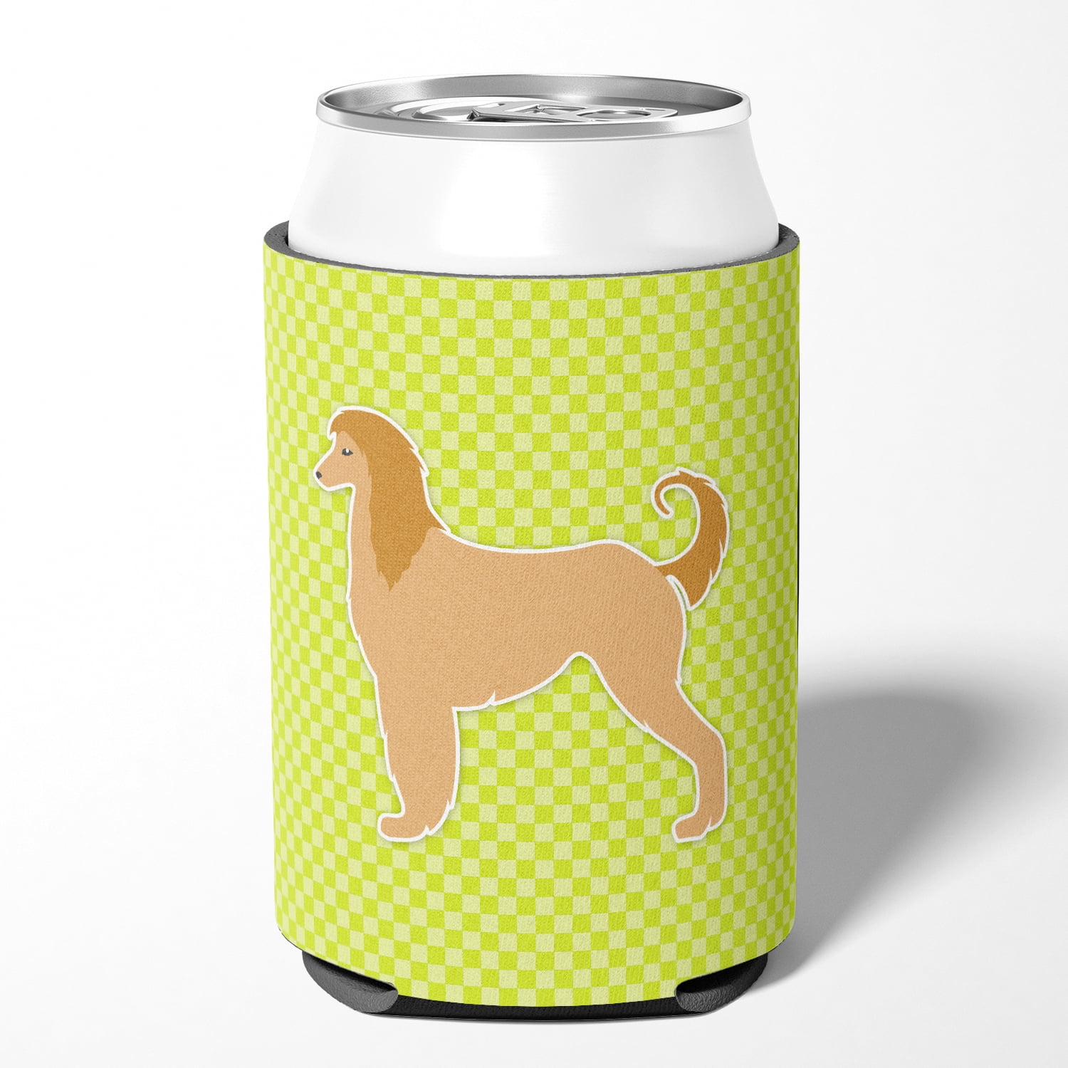 Carolines Treasures BB3806CC Afghan Hound Checkerboard Green Can or Bottle Hugger