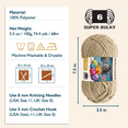 thumbnail image 5 of ComfiTime 3-Pack Super Bulky #6 Chenille Yarn – OEKO-TEX Certified, Soft Fluffy for Baby Blankets & Plush Toys, No Fray/Shedding, Crochet/Knitting/Amigurumi, 74 Yds/Skein, Machine Washable, Khaki, 5 of 19