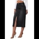 thumbnail image 1 of Falda Vaquera Elástica de Cintura Alta para Mujer, con Dobladillo Deshilachado, Corte A, Midi y Bolsillos. Negro L, 1 of 10