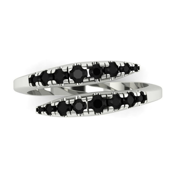 0.235 ctw Wedding Band for Women - 18K White Gold Natural Onyx Stackable Eternity Ring