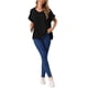 thumbnail image 2 of INSPIRAR CHIC Blusas de Lino para Mujeres, Camisetas de Manga Corta, Ropa Casual Básica de Verano, Blusa Suelta de Color Sólido XL Negra, 2 of 6