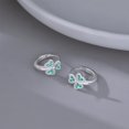 thumbnail image 6 of 925 Sterling Silver Green Love Clover Hoop Earrings for Women Teens Irish Shamrock Huggie Earrings for Summer, 6 of 6
