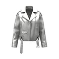 thumbnail image 5 of Sevevn Women's Faux Leather Jacket Lapel Zip Long Sleeve Oversized Coat with Belt Silver M, 5 of 5