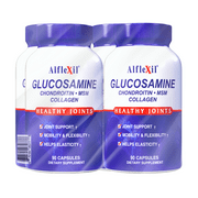 ALFLEXIL - Glucosamine - Chondroitin - MSM - Collagen dietary supplements for healthy joints - 90 Capsules bottle - 4 Pack